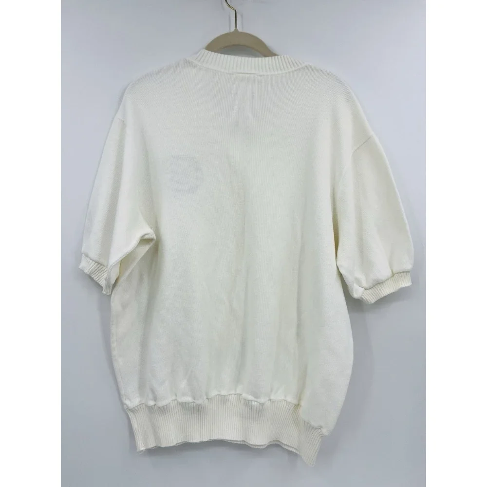 Vintage Royal Caribbean Cruise Club Sweater Short Sleeve V-Neck XL Cotton USA